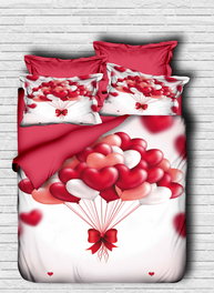 L'essentiel linge de maison Juego Funda Nórdica Doble 200x220cm, Sábana 220x240cm, Almohada 50x70cm (2uds) - Poliéster Microsatinado y Algodón, Estampado 3D Rojo, Blanco, Rosa