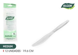 Algon Set-12 Cuchillo Medium Transparente 19.6 cm (36 Unidades)