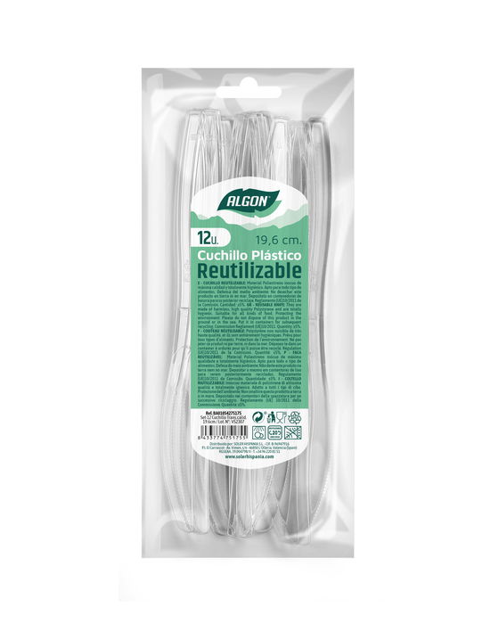Algon Set-12 Cuchillo Medium Transparente 19.6 cm (36 Unidades)