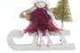 DKD Home Decor Figura Navidad Fantasia Hada Trineo Blanco Burdeos Dorado 5 x 14 x 14 cm (12 Unidades)