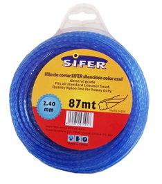 SIFER Hilo de Desbrozadora Azul Silencio Helicoidales 2.4mm x 87m