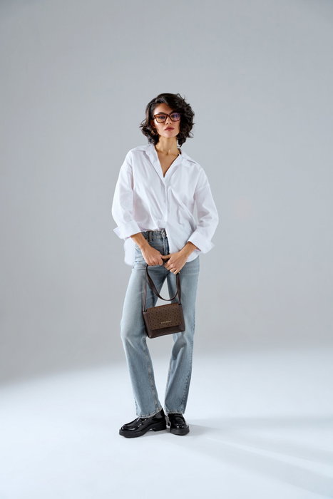 Vince Camuto Bolso Cruzado Matera Monogrammed Marrón Piel de Polivinilo