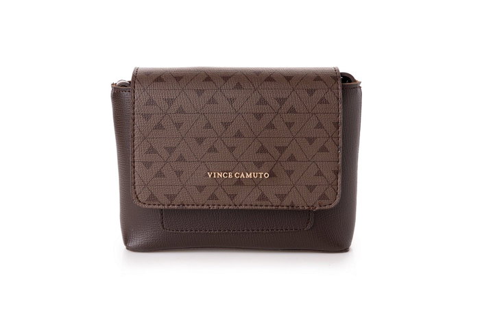 Vince Camuto Bolso Cruzado Matera Monogrammed Marrón Piel de Polivinilo