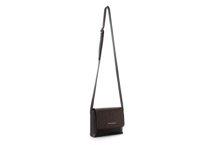 Vince Camuto Bolso Cruzado Matera Monogrammed Marrón Piel de Polivinilo