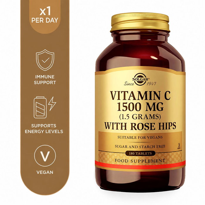 Solgar Rose Hips C Vitamina C 1500 mg 180 Comprimidos