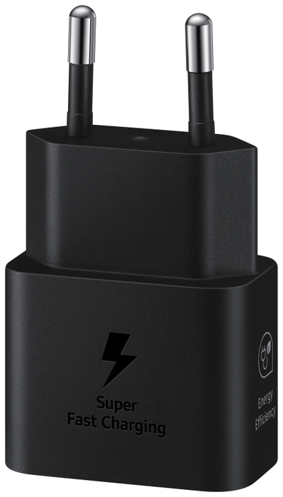 Samsung Adaptador Carga Rápida 25W EP-T2510 Negro, Universal USB-C con Tecnología GaN, Compacto, Compatible con Galaxy S10 5G, A80, A70