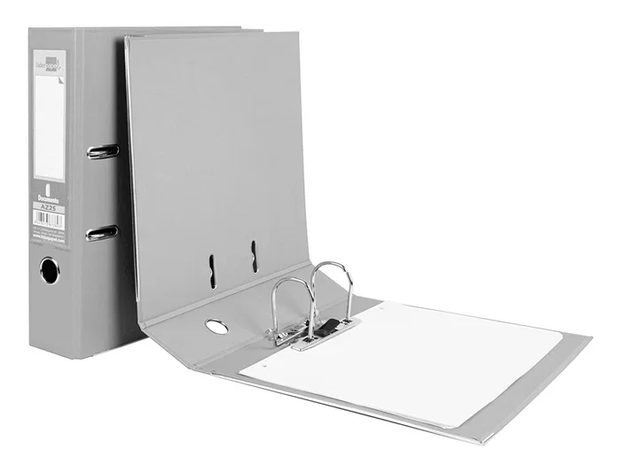 Liderpapel Archivador de palanca A4 Documenta forrado PVC con Rado lomo 75mm gris compresor metálico