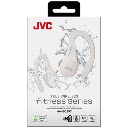 JVC HA-EC25T Auriculares True Wireless Deportivos Bluetooth, Resistencia IPX5, 30 Horas de Autonomía, Control Táctil, Color Blanco