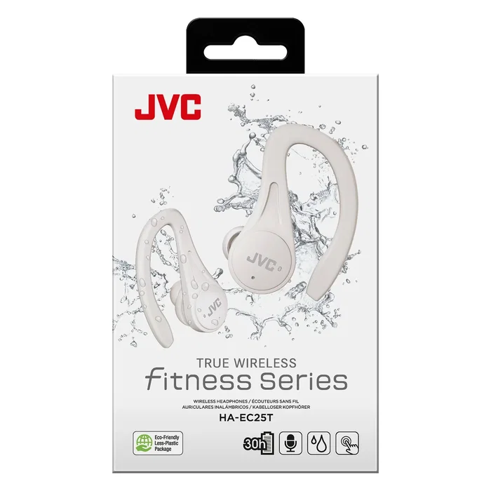 JVC HA-EC25T Auriculares Bluetooth Deportivos con Estuche de Carga, Blanco