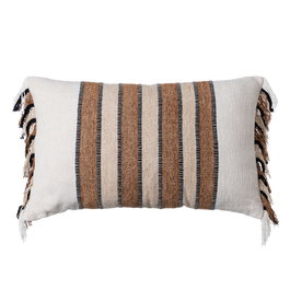 Cojín Blanco-Ocre Algodón/Terciopelo 30 X 50 cm (Set de 2)