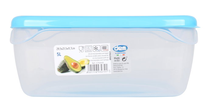 Dem Fiambrera Hermética Rectangular 5L Apta Microondas 29.5x21.5x11.7 cm (8 Unidades) Dem Fiambrera Hermética Rectangular 5L Apta Microondas 29.5x21.5x11.7 cm (8 Unidades)