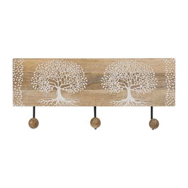 Percha Blanco-Natural Madera de Mango 38 X 5 X 18 cm (Set de 2)