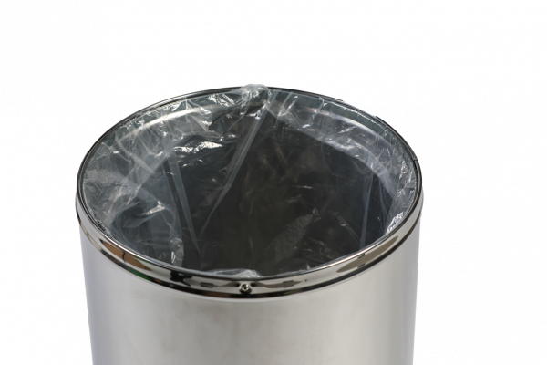 PROBBAX - OD-6140-SSSTL - Papelera de cúpula abierta - 38 cm de Ø x 74 cm de alto - 40 L - Acero inoxidable satinado