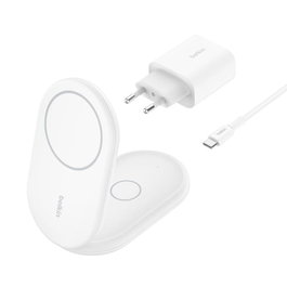 Belkin Wiz028 Vfwh Base Carga Inalambrica 2 en 1 Qi2 15W Plegable Blanca