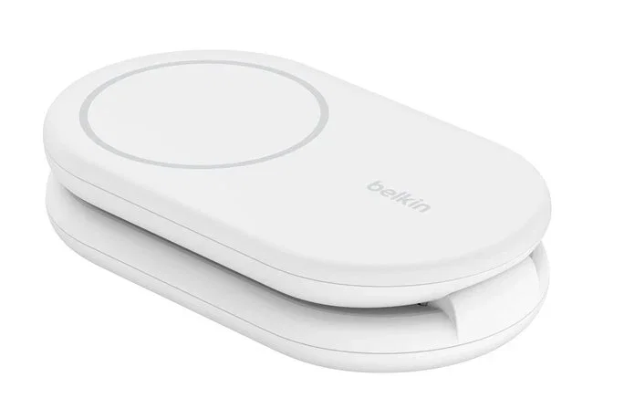 Belkin Wiz028vfwh Cargador Inalámbrico 2 en 1 Magnético Qi2 15W Plegable con MagSafe para iPhone y AirPods - Blanco
