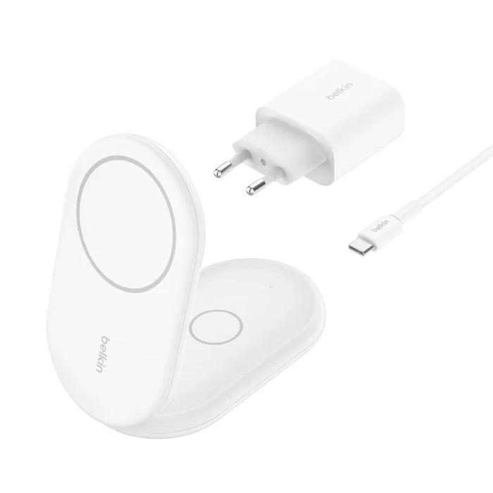 Belkin BoostCharge Cargador Inalámbrico 2 en 1 Qi2 Blanco Belkin BoostCharge Cargador Inalámbrico 2 en 1 Qi2 Blanco