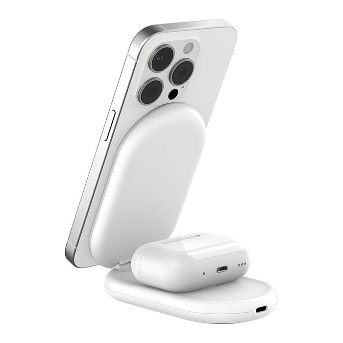Belkin BoostCharge Pro 2 en 1 Base de Carga Inalámbrica Qi2 15W Blanca