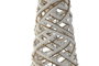 DKD Home Decor Cono Navidad Ratan LED Natural Blanco Set de 3 (2 Unidades) 80 cm