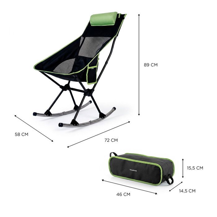 Silla Mecedora Plegable de Camping 2 en 1 con Bolsillo, Cojín y Bolsa de Transporte Trillow InnovaGoods