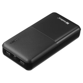 SANDBERG Saver Powerbank 20000mAh Negro - Batería Externa 20000 mAh con 2 Puertos USB y Cable Micro USB