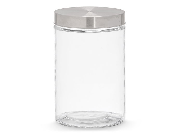 Vivalto Tarro Vidrio Tapa Acero 1.25L Transparente 11 x 17 x 11 cm (Set de 12)