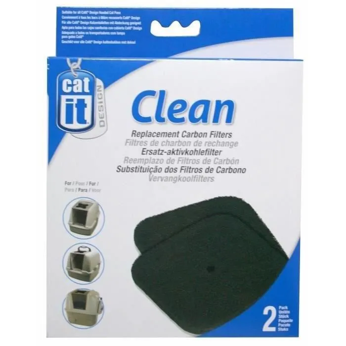 Cat It Filtros de Carbón de Repuesto para Baño 2 Unidades Eliminación de Olores para Bandejas de Arena Cubiertas Cat It Filtros de Carbón de Repuesto para Baño 2 Unidades Eliminación de Olores para Bandejas de Arena Cubiertas