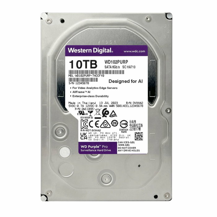 Western Digital Purple Pro WD102PURP 10 TB 7200 RPM 512 MB 3.5 inch Western Digital Purple Pro WD102PURP 10 TB 7200 RPM 512 MB 3.5 inch