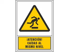 Syssa 245x345 mm Pictograma Señal de Advertencia ¡Atención! Caídas al Mismo Nivel en PVC