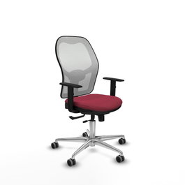 PIQUERAS Y CRESPO Silla de oficina Jorquera con mecanismo Sincro/Traslack, Granate y Blanco