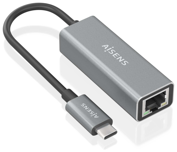 Aisens Conversor USB-C a Ethernet Gigabit 10/100/1000 Mbps Gris 15cm A109-0898 Aisens Conversor USB-C a Ethernet Gigabit 10/100/1000 Mbps Gris 15cm A109-0898