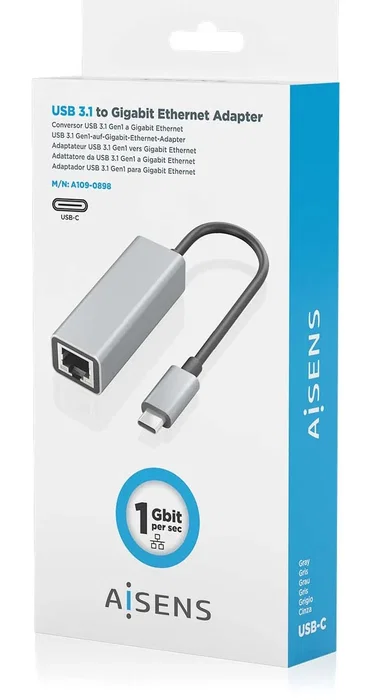 Aisens Convertidor USB-C a Ethernet Gigabit A109-0898 Gris Aisens Convertidor USB-C a Ethernet Gigabit A109-0898 Gris