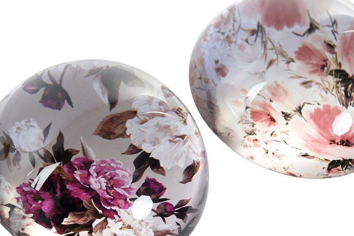 DKD Home Decor Pisapapeles Flores Cristal Rosa Lila 8 x 4 x 8 cm (2 Unidades)