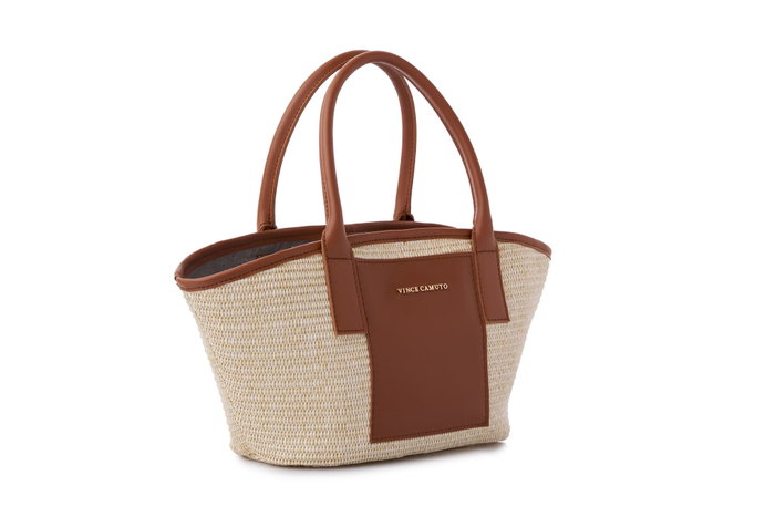 Vince Camuto Amalfi - Bolso de mano marrón de cuero de polivinilo para mujer, elegante y funcional