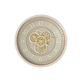 Reloj de Pared Home ESPRIT Beige Dorado Cristal Hierro 46 x 8,5 x 46 cm