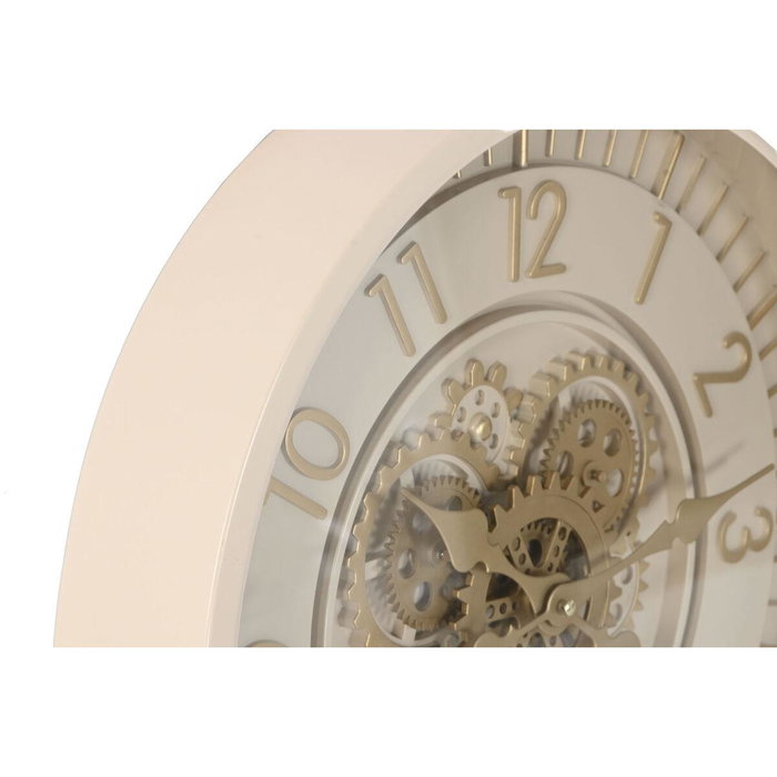 Reloj de Pared Home ESPRIT Beige Dorado Cristal Hierro 46 x 8,5 x 46 cm