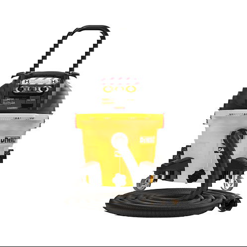 DeWALT DWV905H-QS Aspiradora Industrial Clase H, seca y húmeda, 38L, 1400W, 25 kPa, color amarillo