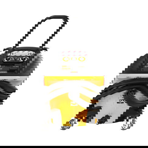 DeWALT DWV905H-QS Aspiradora Industrial Clase H, seca y húmeda, 38L, 1400W, 25 kPa, color amarillo