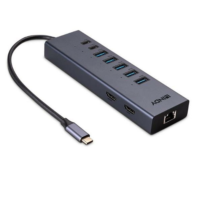 Lindy DST-Mini Duo Laptop Mini Dock USB-C con 2x HDMI 4K/8K y 100W PD Lindy DST-Mini Duo Laptop Mini Dock USB-C con 2x HDMI 4K/8K y 100W PD