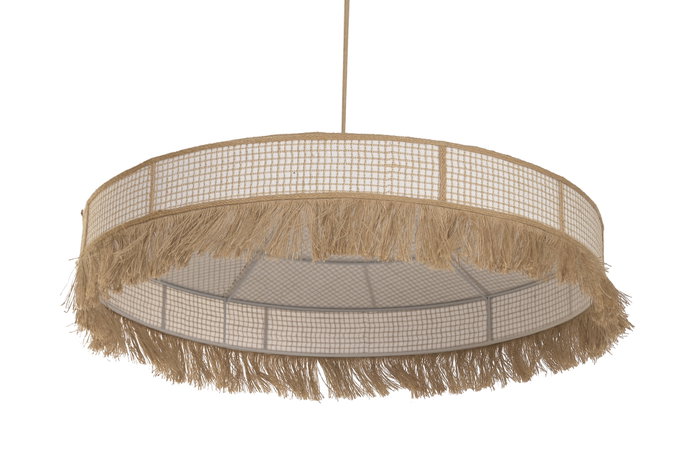 DKD Home Decor Lámpara de Techo de Fibra con Flecos Natural Marrón