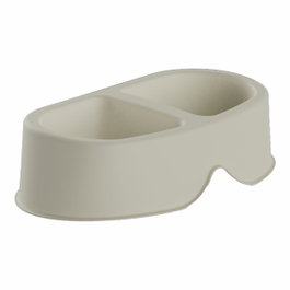Plastiken Comedero doble de 0,5 l + 0,5 l color beige
