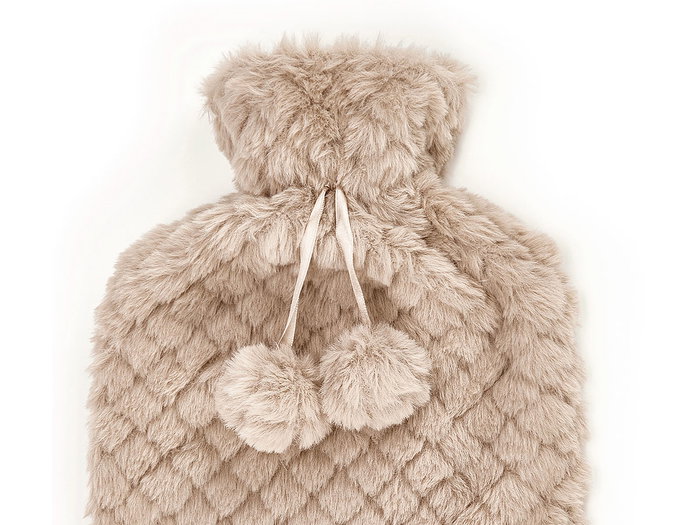 Giftdecor Bolsa Agua Caliente 1.8L con Funda Pelo Beis Gris 22 x 35 x 4 cm Plástico (Set de 12)