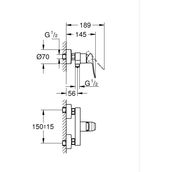 GROHE Grifo mezclador de ducha GROHE DICE Cromado GRO4067393009092