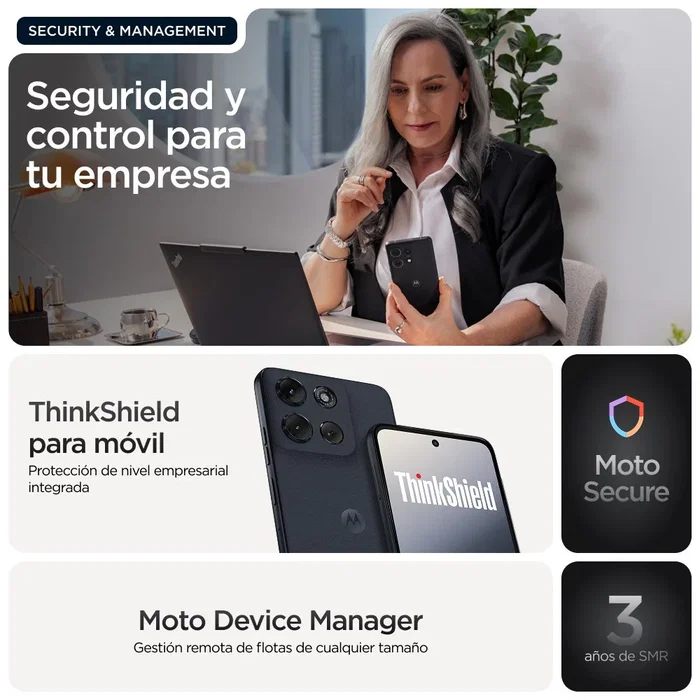 Motorola Moto G56 5G Business Edition Smartphone 17.1 cm (6.72") FHD+ 120 Hz, 8 GB RAM + 256 GB, Cámara 50 MP, IP68/MIL-STD-810H, 5200 mAh, Android 15, Negro