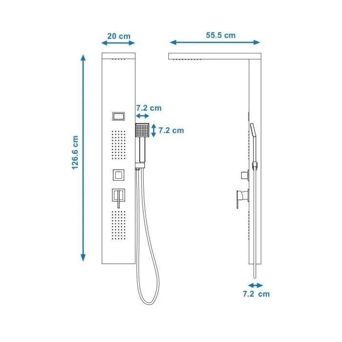 Edouard Rousseau ROU3047404021894 Columna de Ducha Hidromasaje Negra Torquay con Pantalla LED