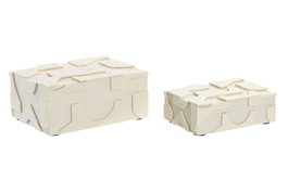 DKD Home Decor Set de 2 Joyeros de Resina Blanco