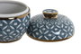 DKD Home Decor Tibor de Porcelana Azul y Dorado 15x15x15 cm