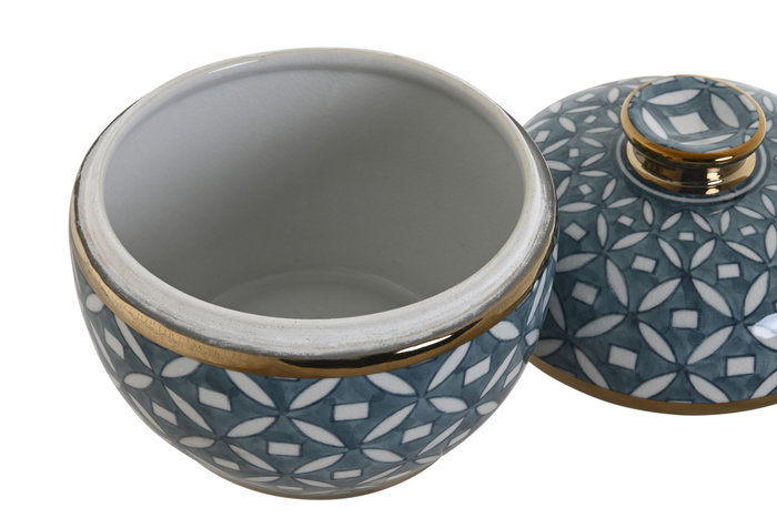 DKD Home Decor Tibor de Porcelana Azul y Dorado 15x15x15 cm DKD Home Decor Tibor de Porcelana Azul y Dorado 15x15x15 cm