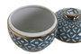 DKD Home Decor Tibor de Porcelana Azul y Dorado 15x15x15 cm