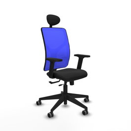 PIQUERAS Y CRESPO Silla de oficina Motilla con mecanismo Sincro/Traslack, Azul y Negro