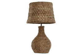 DKD Home Decor Lámpara Sobremesa Balines Fibra Metal Natural 38 x 66 x 38 cm